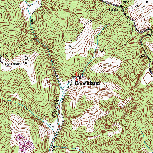 Topographic Map of Goochland, KY