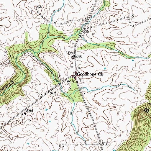 Topographic Map of Goodhope Church, KY