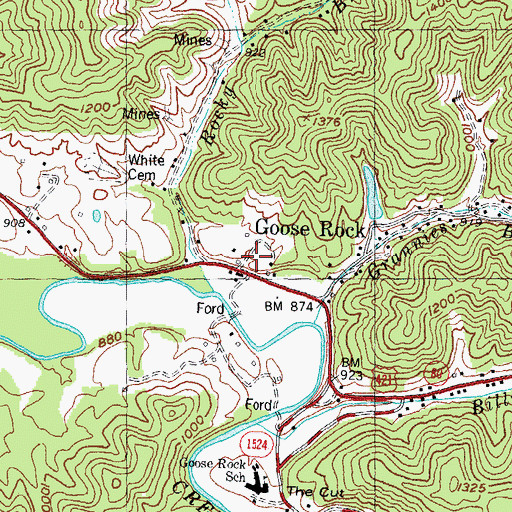 Topographic Map of Goose Rock, KY