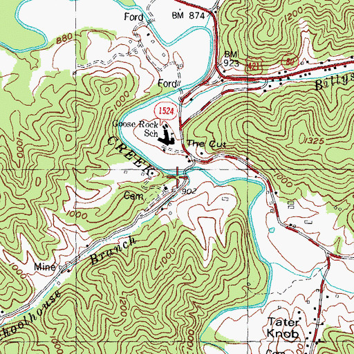 Topographic Map of Gooserock School, KY