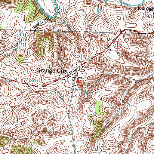 Topographic Map of Grange City, KY