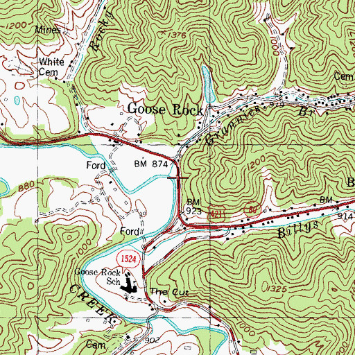 Topographic Map of Grannies Branch, KY