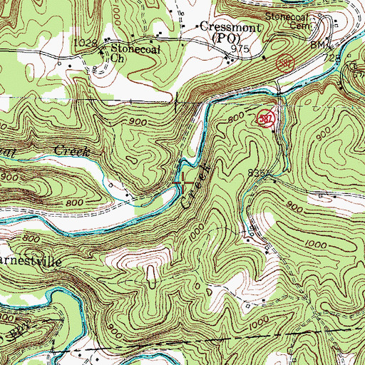 Topographic Map of Granny Dismal Creek, KY