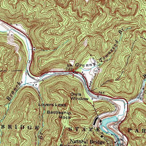 Topographic Map of Granny Townsend Branch, KY