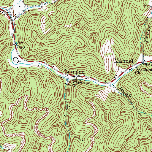 Topographic Map of Grapevine Church, KY