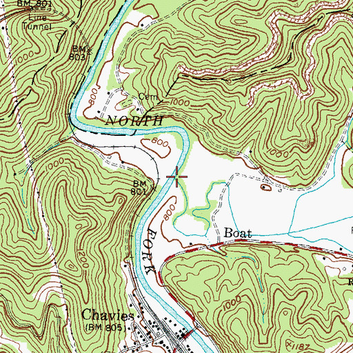 Topographic Map of Grapevine Creek, KY