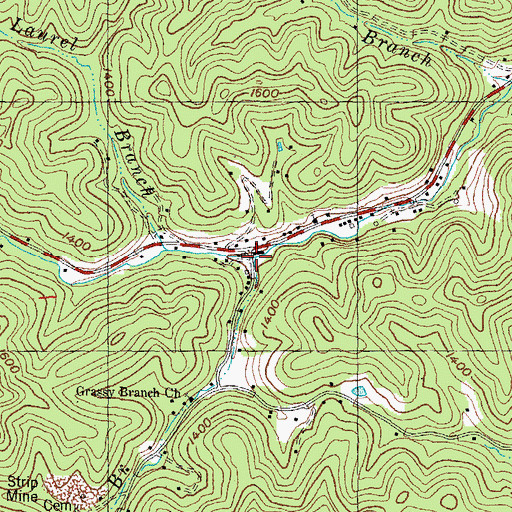 Topographic Map of Grassy Branch, KY