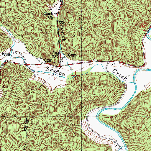 Topographic Map of Grassy Branch, KY