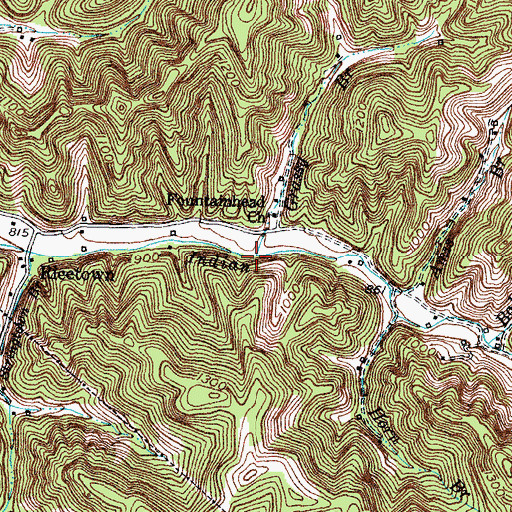 Topographic Map of Grassy Branch, KY