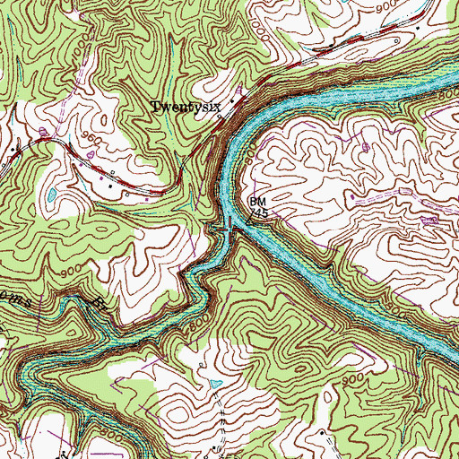 Topographic Map of Grassy Creek, KY