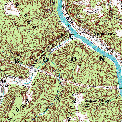 Topographic Map of Grassy Fork, KY