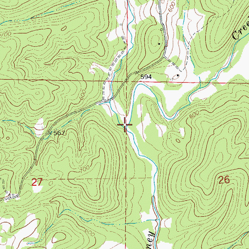 Topographic Map of Little Creek, AR