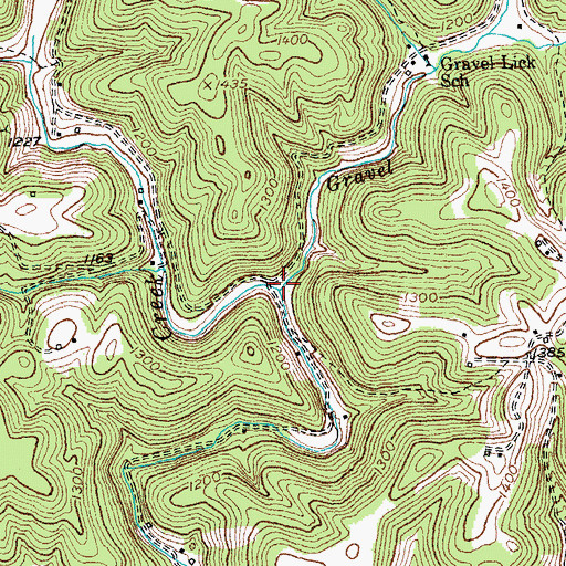 Topographic Map of Gravel Lick Branch, KY