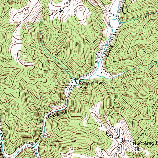 Topographic Map of Gravel Lick School, KY