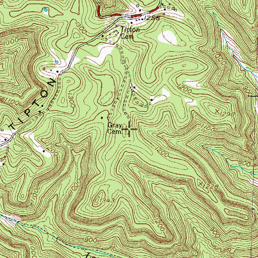 Topographic Map of Gray Cemetery, KY