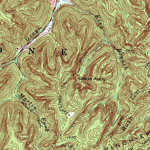 Topographic Map of Grays Arch, KY