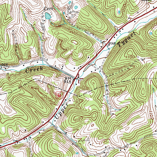 Topographic Map of Greasy Creek, KY