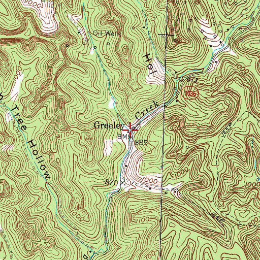 Topographic Map of Greeley, KY