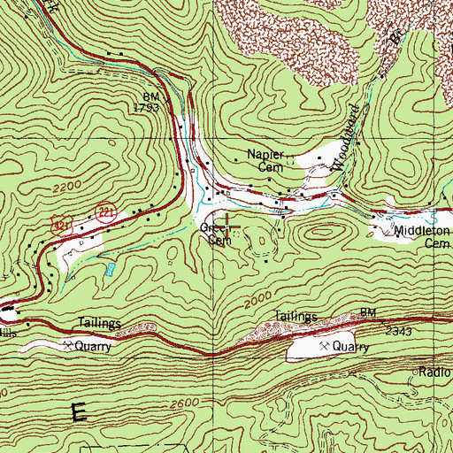 Topographic Map of Green Cemetery, KY