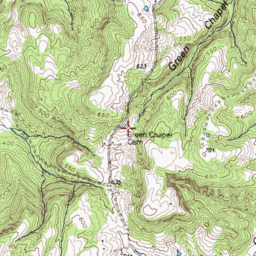 Topographic Map of Green Chapel Cemetery, KY