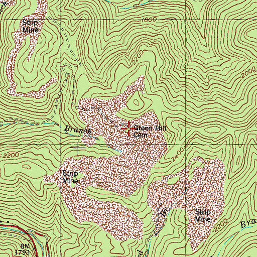 Topographic Map of Green Hill Cemetery, KY
