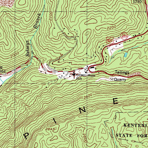 Topographic Map of Green Hills Elementary School, KY