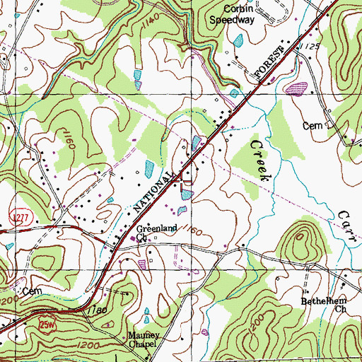 Topographic Map of Greenland Baptist Church, KY