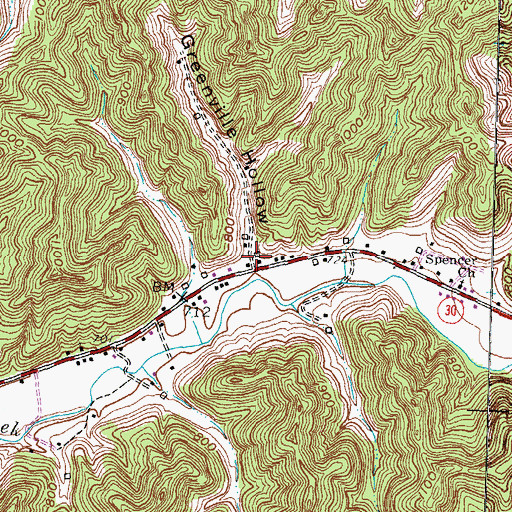 Topographic Map of Greenville Hollow, KY