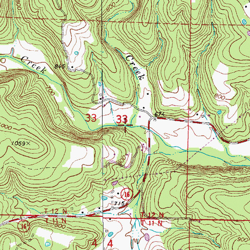 Topographic Map of Little Creek, AR