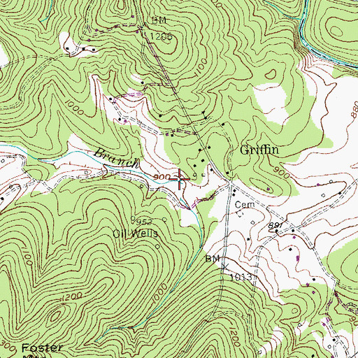 Topographic Map of Gregory Branch, KY
