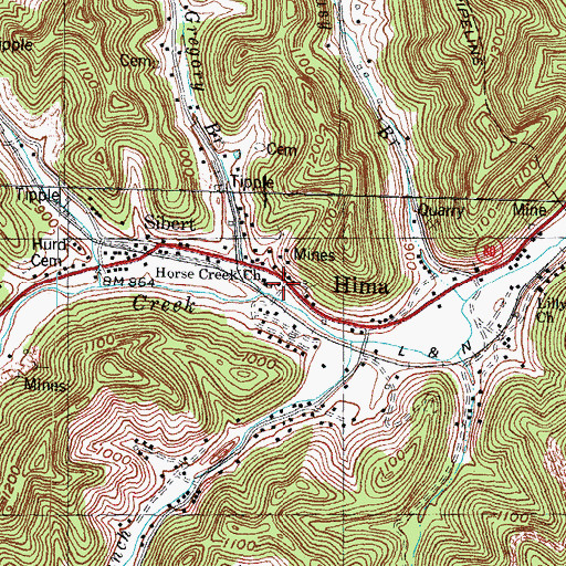 Topographic Map of Gregory Branch, KY