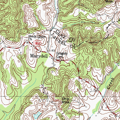 Topographic Map of Gregory Cemetery, KY