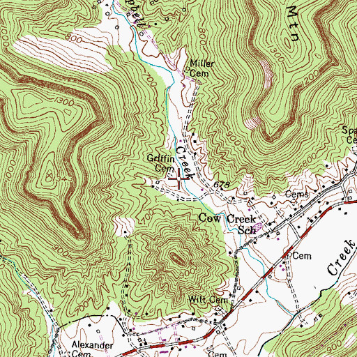 Topographic Map of Griffin Cemetery, KY