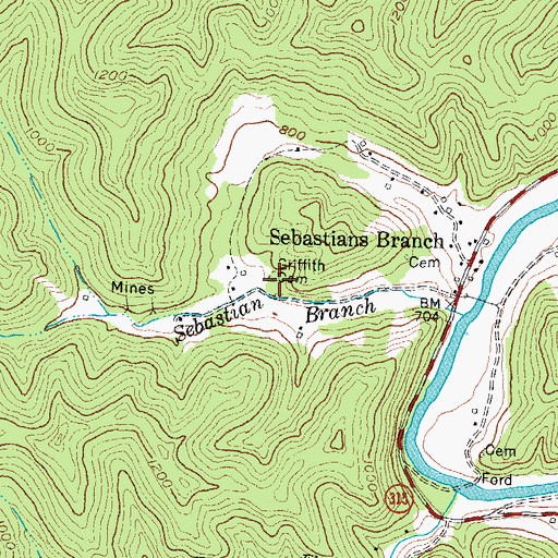 Topographic Map of Griffith Cemetery, KY