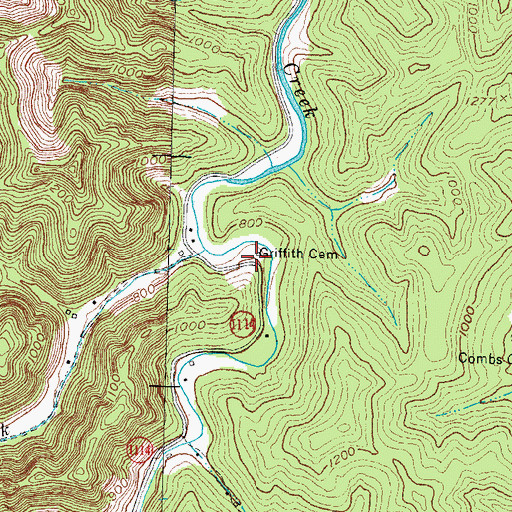Topographic Map of Griffith Cemetery, KY