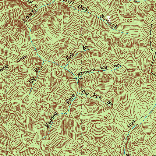 Topographic Map of Ground Hog Hollow, KY