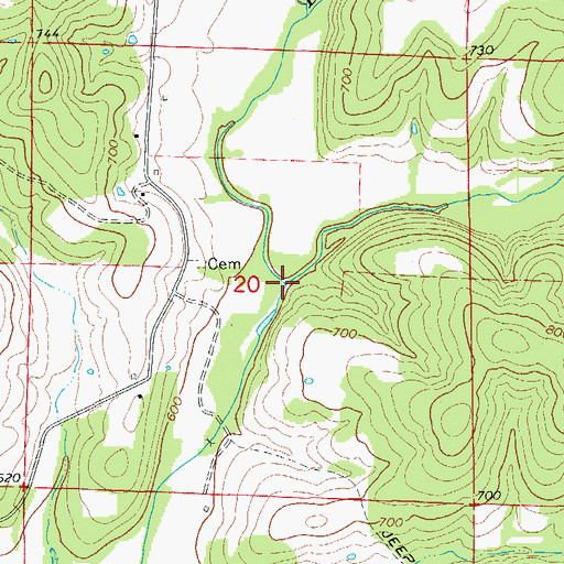 Topographic Map of Little Creek, AR