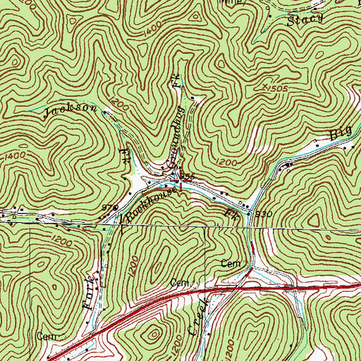 Topographic Map of Groundhog Fork, KY