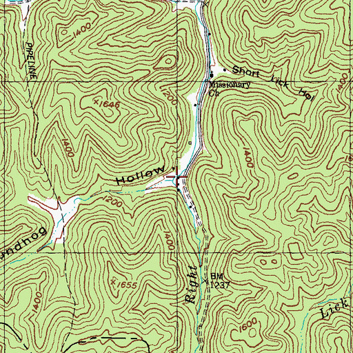 Topographic Map of Groundhog Hollow, KY