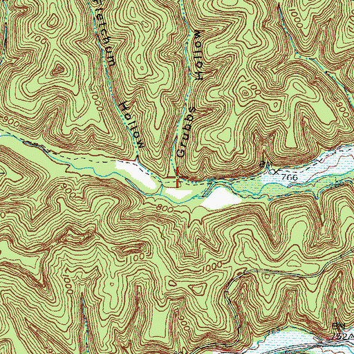 Topographic Map of Grubbs Hollow, KY