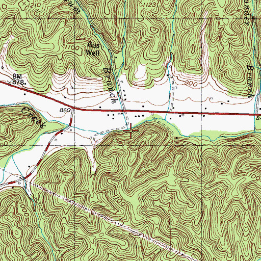 Topographic Map of Gum Branch, KY