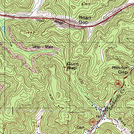 Topographic Map of Gum Gap, KY