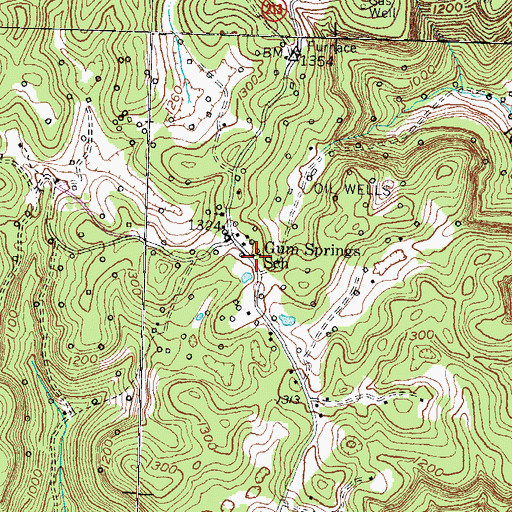 Topographic Map of Gum Springs School, KY