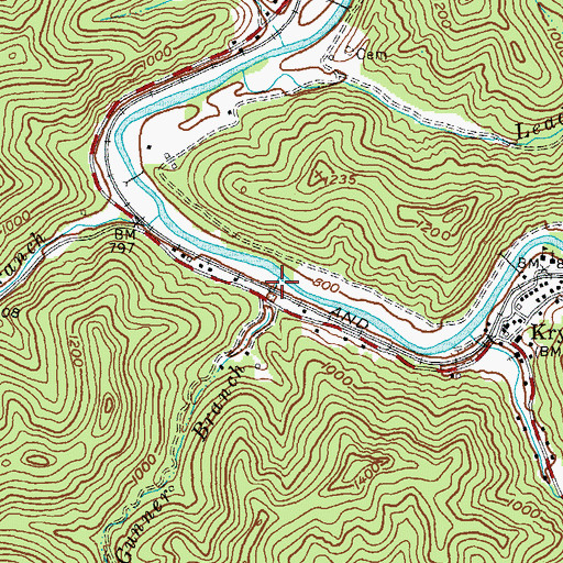 Topographic Map of Gunner Branch, KY