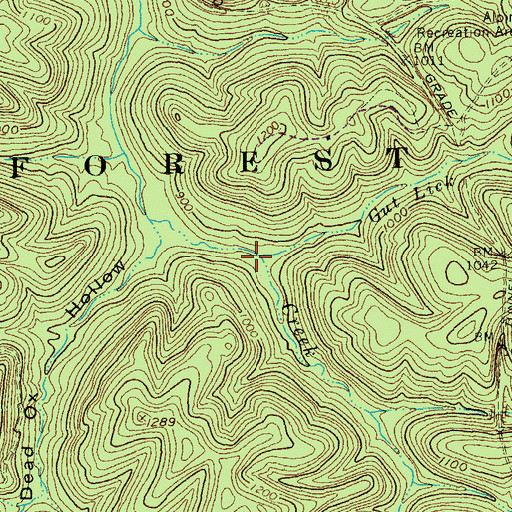 Topographic Map of Gut Lick Branch, KY