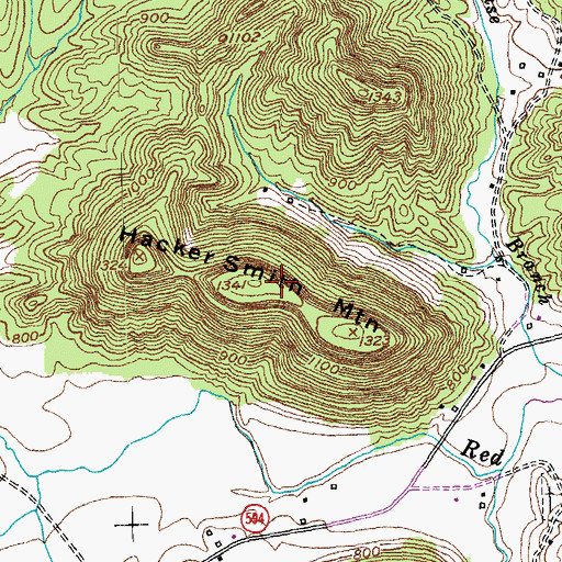 Topographic Map of Hacker Smith Mountain, KY