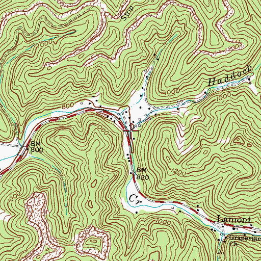 Topographic Map of Haddock Fork, KY