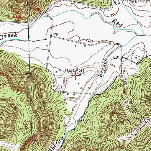 Topographic Map of Hade-Rose Cemetery, KY