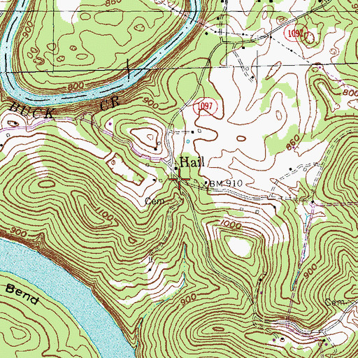 Topographic Map of Hail, KY