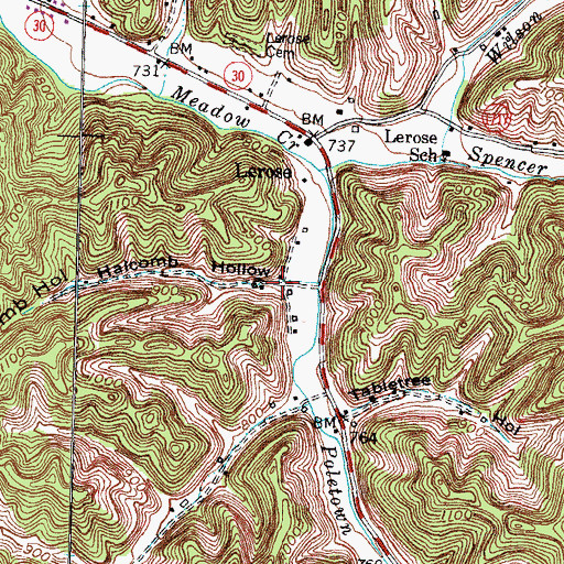 Topographic Map of Halcomb Hollow, KY